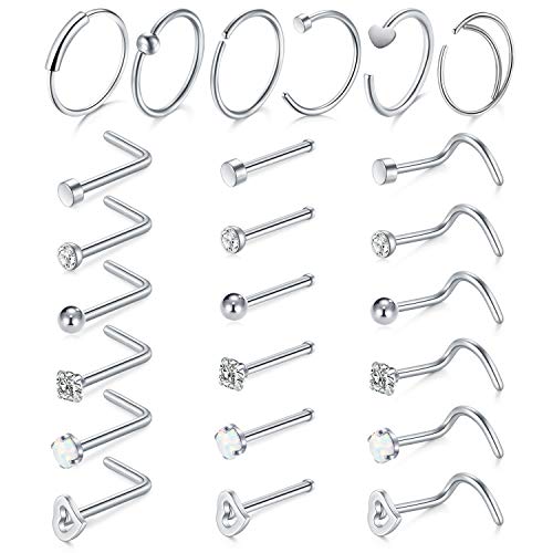 Set 18 Pezzi Orecchini In Titanio G23 Per Piercing - Trago, Cartilagine, Helix - Ipoallergenici, Con Zirconi E Cerchi, Per Uomo E Donna