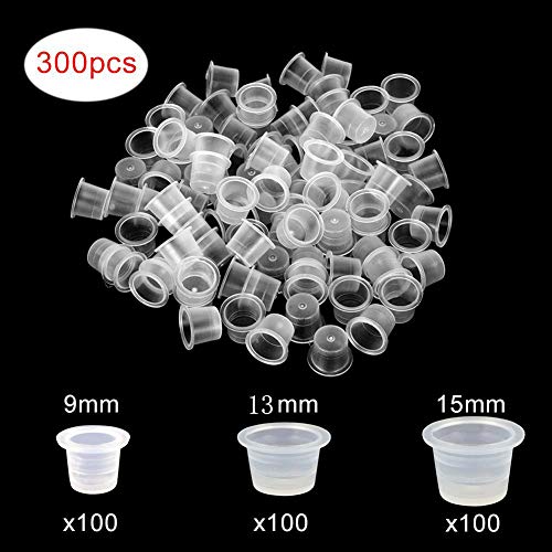 ATOMUS 300Pcs Tattoo Ink Cups Mixed Small Medium Large Size Disposable Ink Cups Tattoo Pigment Caps Holder Container Tattoo Supplies (300pcs mixed)