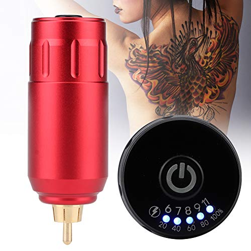 Batteria per tatuaggio wireless alimentatore per tatuaggio ricaricabile USB 1200mAh macchina per tatuaggio penna al litio dedicata Connettore RCA per macchina per penna tatuaggio(rosso)