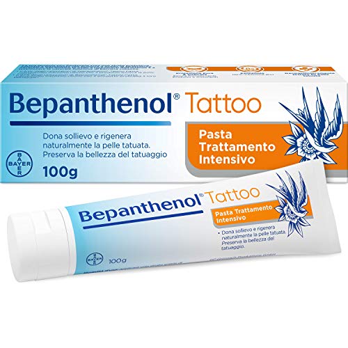Bepanthenol Tattoo Crema per Tatuaggi con Pantenolo 5%, Senza Conservanti, Profumi e Coloranti, 100 g