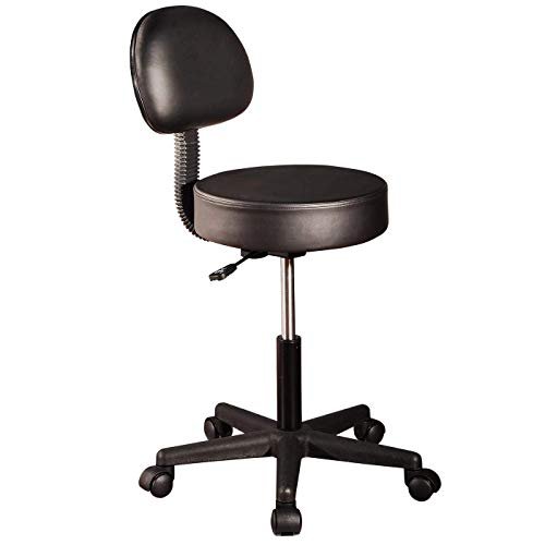 Master Massage Round Stool with backrest Swivel Rolling Height Adjustable Sedie & Sgabelli, Nero