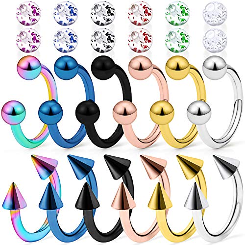 Piercing In Acciaio Inox 316L Per Trago Ed Helix, A Vite Con Fiore E Zirconi, Colore Argento