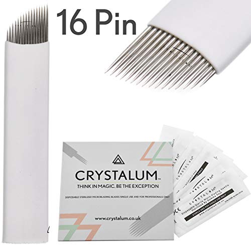 Microblading Lame 16 Pin x5 Aghi Strumento Per Trucco Sopracciglia by Crystalum
