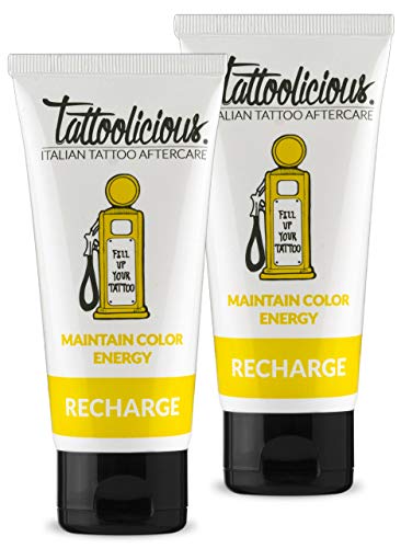 Tattoolicious DOUBLE RECHARGE - Crema di Mantenimento del Tatuaggio, Rivitalizzante, Specifica, con Principi Attivi Bio - 2 tubetti da 100 ml