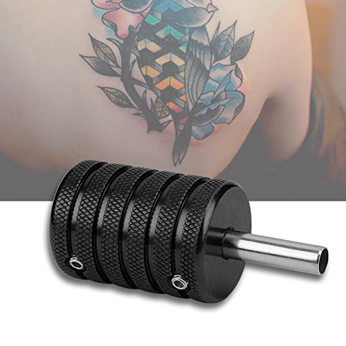 Tubo da 35 mm in lega di alluminio per tatuaggio con impugnatura zigrinata, maniglie per macchinette per tatuaggio a 5 colori Forniture per tatuaggio e attrezzature per tatuatori(nero)