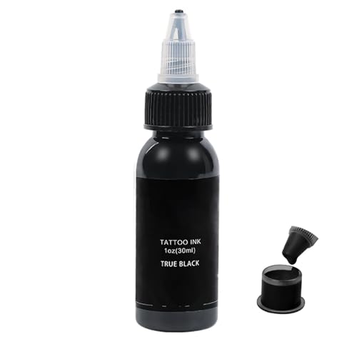 FONPOO 30 ml di inchiostro per tatuaggi, 1 oz di pigmento per tatuaggi per colorare, inchiostro tattoo resistente ai colori per tatuaggi e sopracciglia (nero)