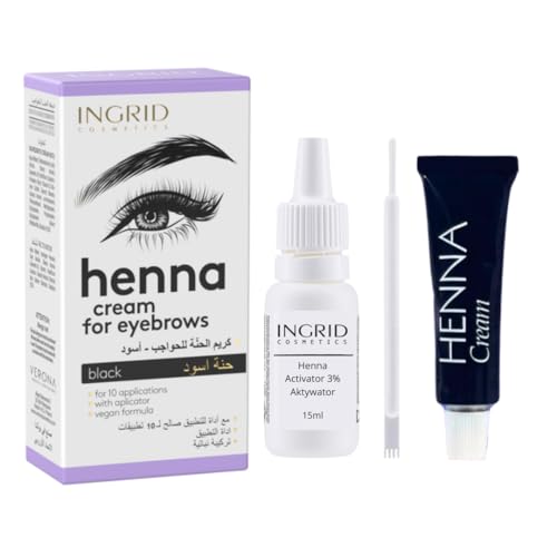 Kit di Colorazione Semipermanente per Sopracciglia, Tinta per Sopracciglia Risultato Naturale, Crema Henna Formula Vegan Dura Fino a 4 Settimane (NERO)