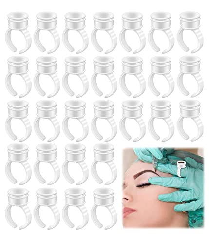SJBAUTYO 100 pcs Tazze Inchiostro Tatuaggio Anello Monouso Pigmento Separazione per Sopracciglio Tattoo Supplies (Bianco)
