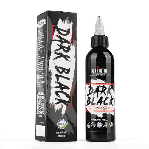 STIGMA 4oz/120ml Inchiostro Nero Scuro per Tatuaggio Permanente - Pigmento Professionale per Rivestimento e Ombreggiatura TI972-4OZ-D